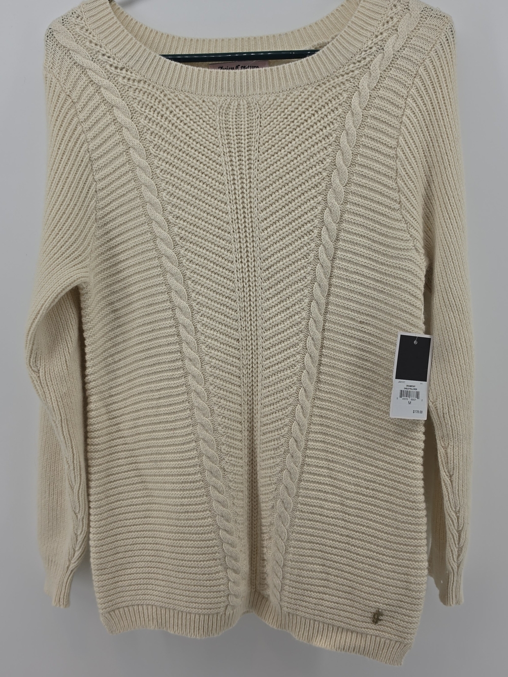 Juicy Couture Cream Cable-Detail Scoop Neck Sweater